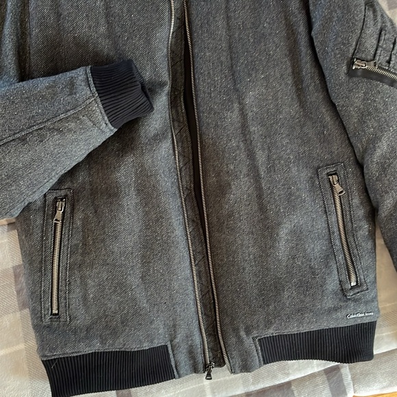 CALVIN KLEIN MENS GRAY TWEED BOMBER JACKET - Picture 8 of 9